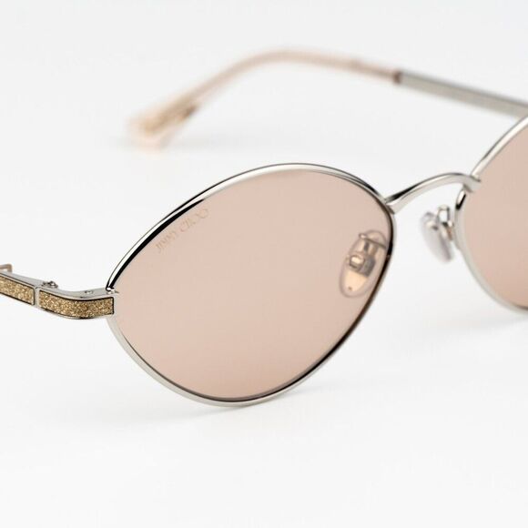 NEW Jimmy Choo SONNY/S 9F6/2S Peach Palladium Pink Oval Metal CHAIN Women - Picture 9 of 15